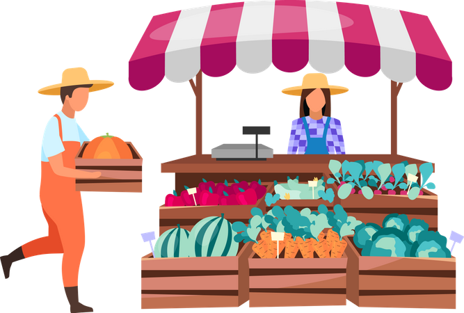 Seller selling farm products  Illustration