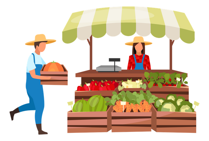 Seller selling farm products  Illustration