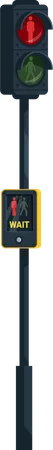 Semaforos Semi Planos Ilustracao Vetorial De Cores RGB Semaforo E Espere Botao De Caminhada Tecnologias Modernas Publicas Regulamento De Travessia De Pedestres Objeto De Desenho Animado Isolado Em Fundo Branco Ilustração