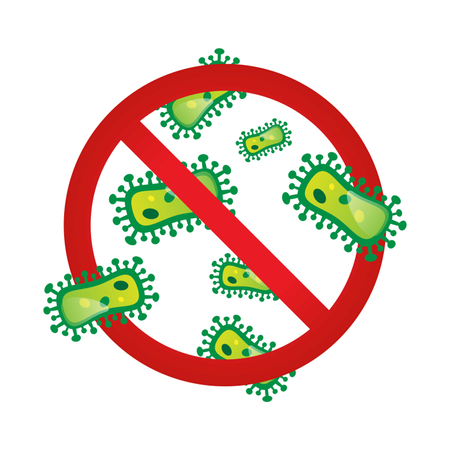 Detener la señal de advertencia del brote de virus corona  Ilustración