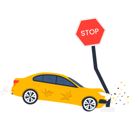 Señal de stop por accidente de coche  Illustration