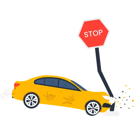 Señal de stop por accidente de coche  Illustration