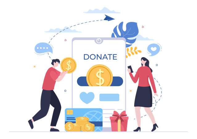 Send charity funds through card payment Illustration