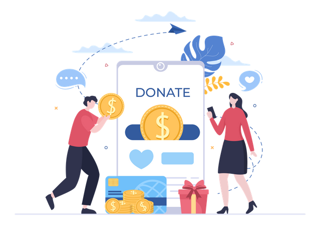 Send charity funds through card payment  Illustration