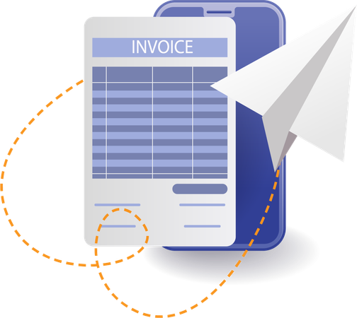 Send invoice reports through smartphone  Illustration