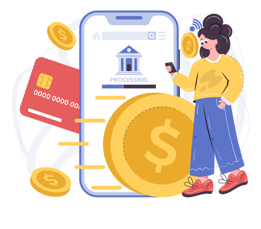 Send money instantly using neo banking app  일러스트레이션