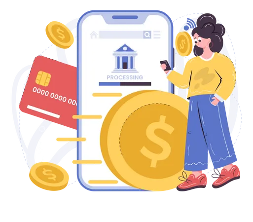 Send money instantly using neo banking app  일러스트레이션