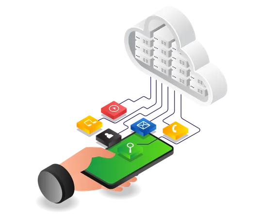 Send smartphone app data to cloud server  Illustration
