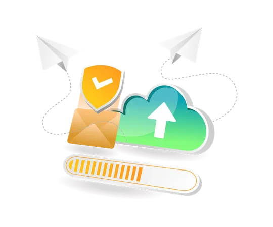 Sichere Cloud-E-Mail senden  Illustration