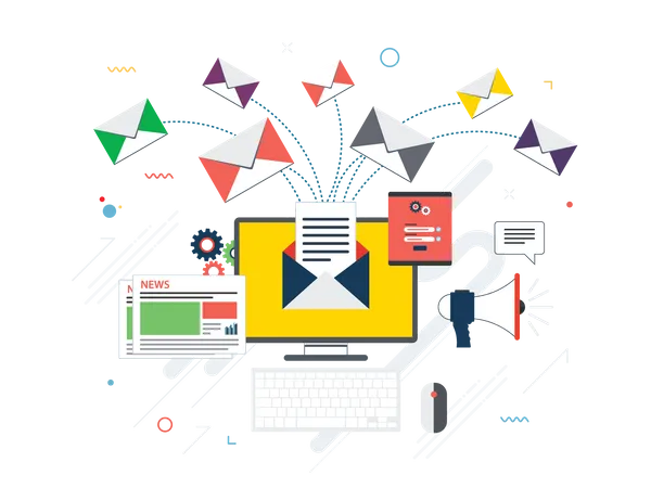 Senden von geschäftlichen Marketing-E-Mails  Illustration