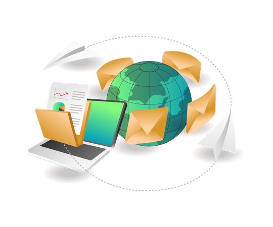 Sending email to global network  Illustration