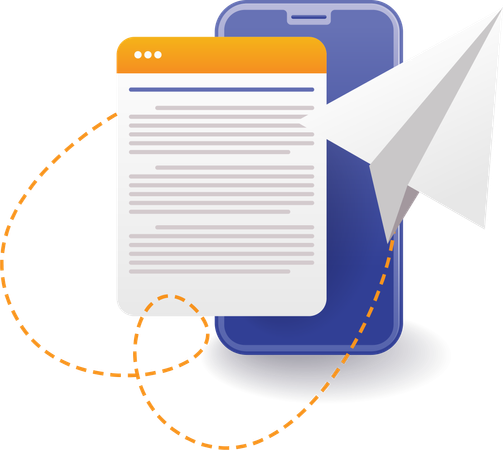 Sending emails through mobile  Illustration