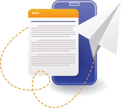 Sending emails through mobile  Illustration