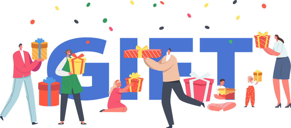 Sending gift to loved ones  Illustration