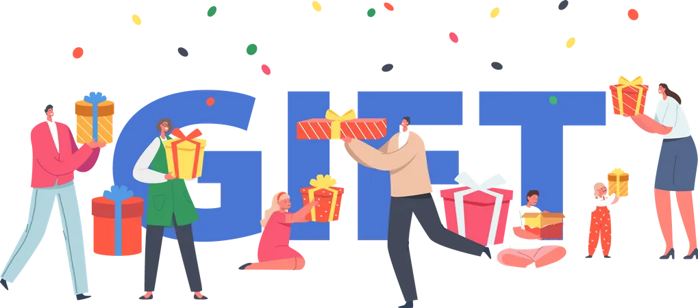 Sending gift to loved ones  Illustration