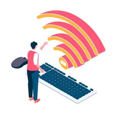 Sending Mail via Wifi  Illustration