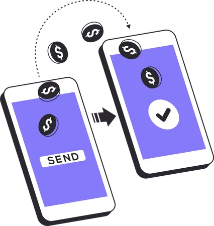 Sending money with mobile phone  Illustration