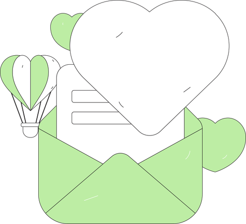 Sending romantic letters on Valentine day  Illustration