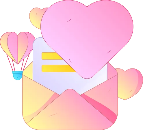 Sending romantic letters on Valentine day  Illustration