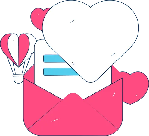 Sending romantic letters on Valentine day  Illustration