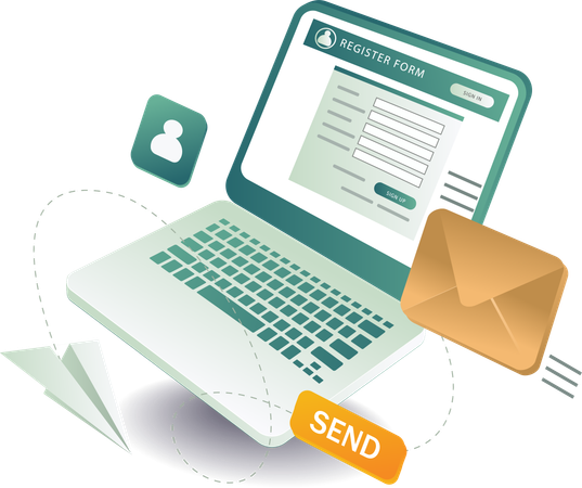 Sending the registration form by email  Illustration