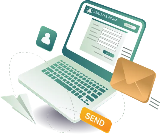 Sending the registration form by email  Illustration