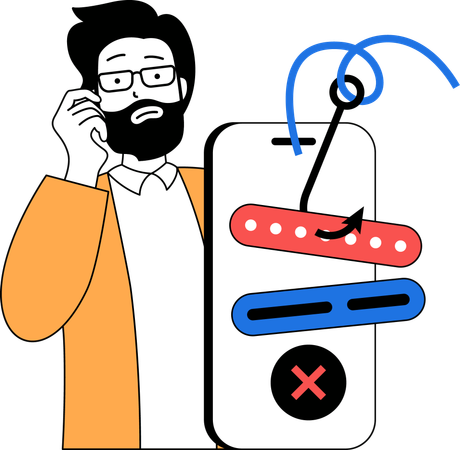 Senha de celular de phishing  Ilustração