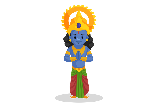 Lord Ram em pose de saudação indiana  Ilustração