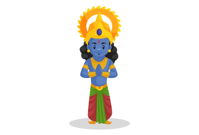 Lord Ram em pose de saudação indiana  Ilustração