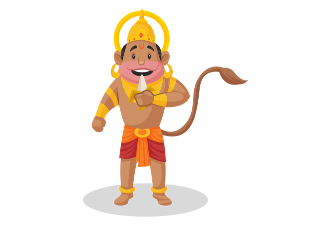 Senhor Hanuman comendo banana  Ilustração