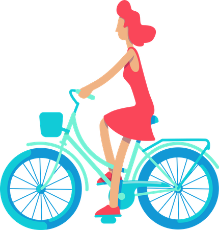 Senhora andando de bicicleta  Ilustração