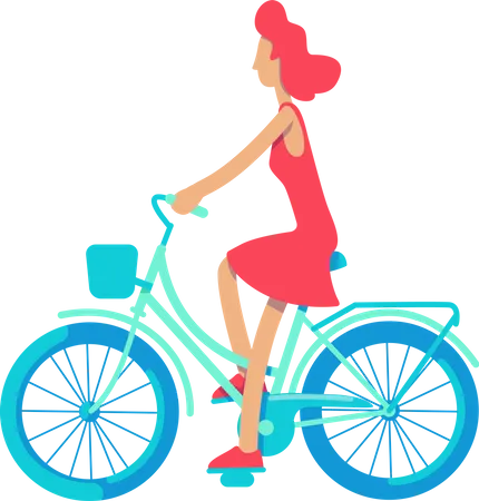 Senhora andando de bicicleta  Ilustração