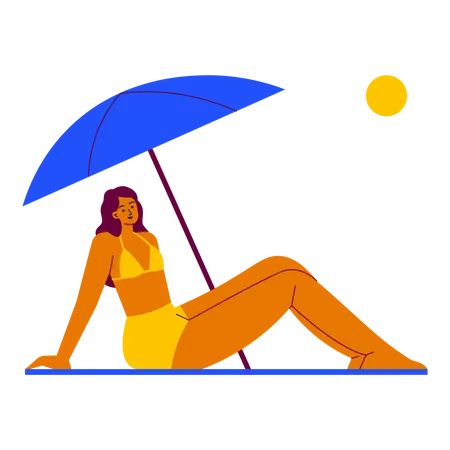 Senhora tomando sol  Ilustração