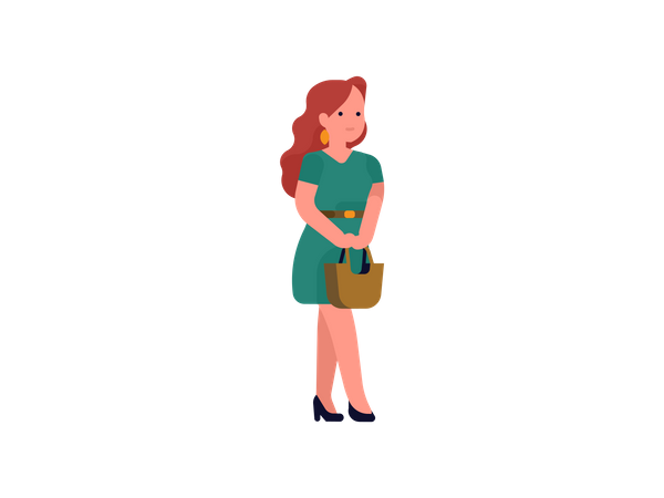 Senhora com bolsa pendurada  Ilustração