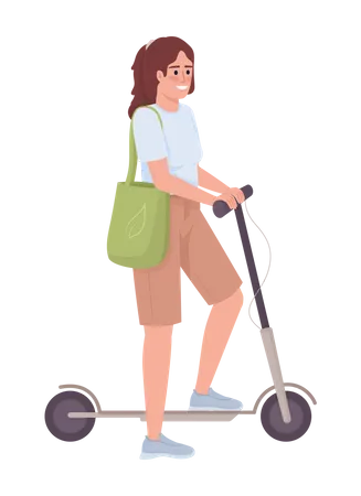 Senhora com scooter elétrica  Ilustração