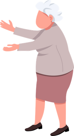 Senhora idosa esticando os braços para frente  Ilustração