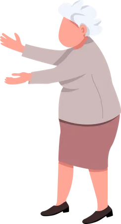 Senhora idosa esticando os braços para frente  Ilustração