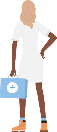 Senhora médica segurando kit de primeiros socorros  Ilustração