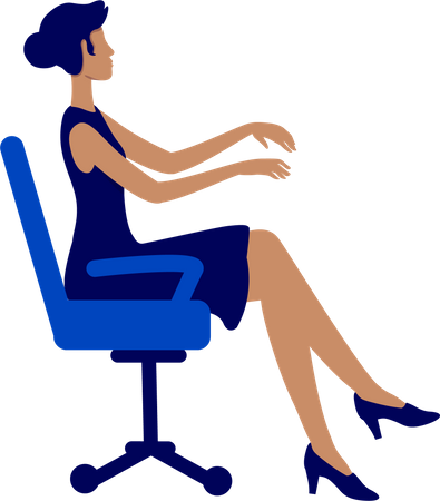 Senhora sentada na cadeira do escritório  Ilustração