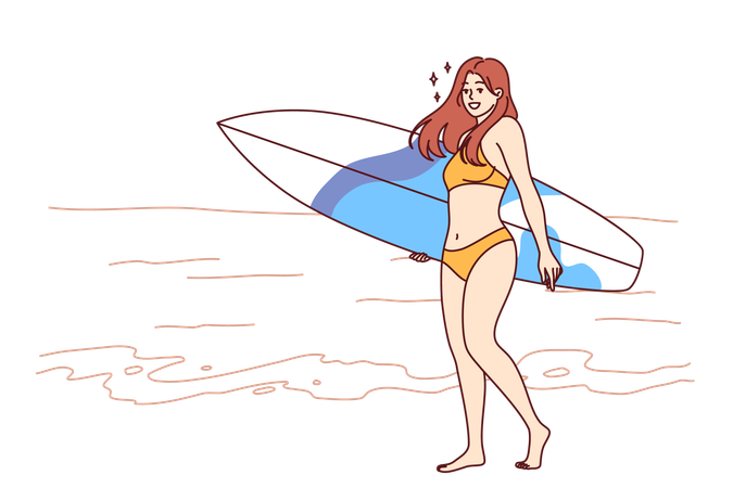 Senhora sexy gosta de praia  Ilustração