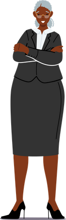 Senior African Business Woman Wear Formal Dress Illustration