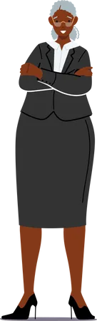 Senior African Business Woman Wear Formal Dress  일러스트레이션