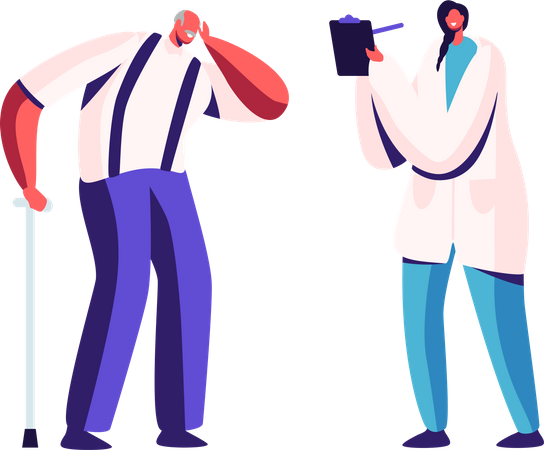 Senior at Medical Hear Exam  Illustration