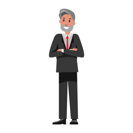 Senior Businessman crossed arms  Illustration