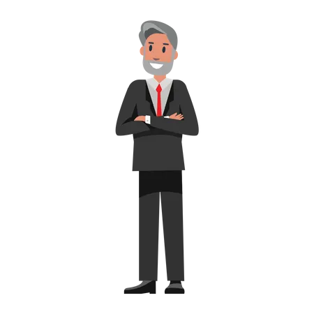 Senior Businessman crossed arms  Illustration