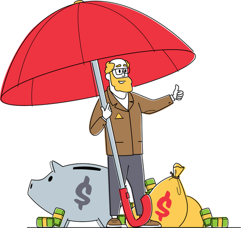 Senior businessman feeling safe by finance insurance Illustration