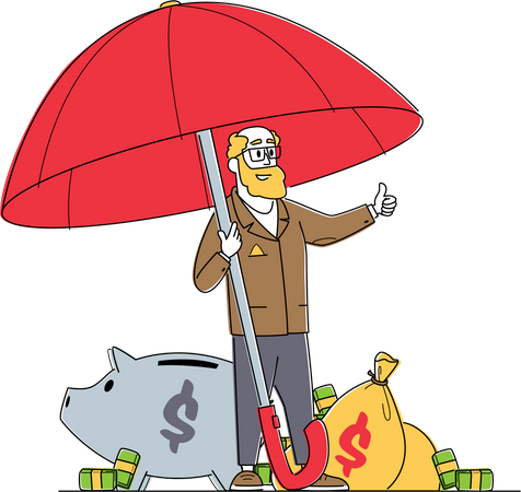 Senior businessman feeling safe by finance insurance  Illustration