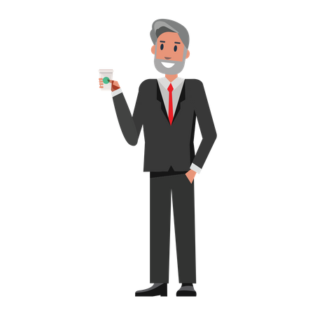 Senior Businessman holding coffee  Illustration