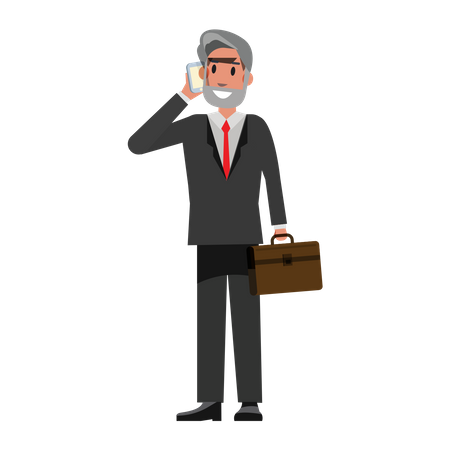 Senior Businessman taking on phone  Illustration