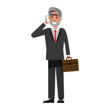 Senior Businessman taking on phone  Illustration